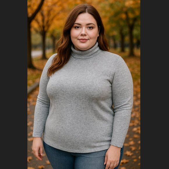 Torrid Turtleneck Top 3X 22 24 Super Soft Plush Heather Gray Long Sleeve Cozy - Picture 1 of 7